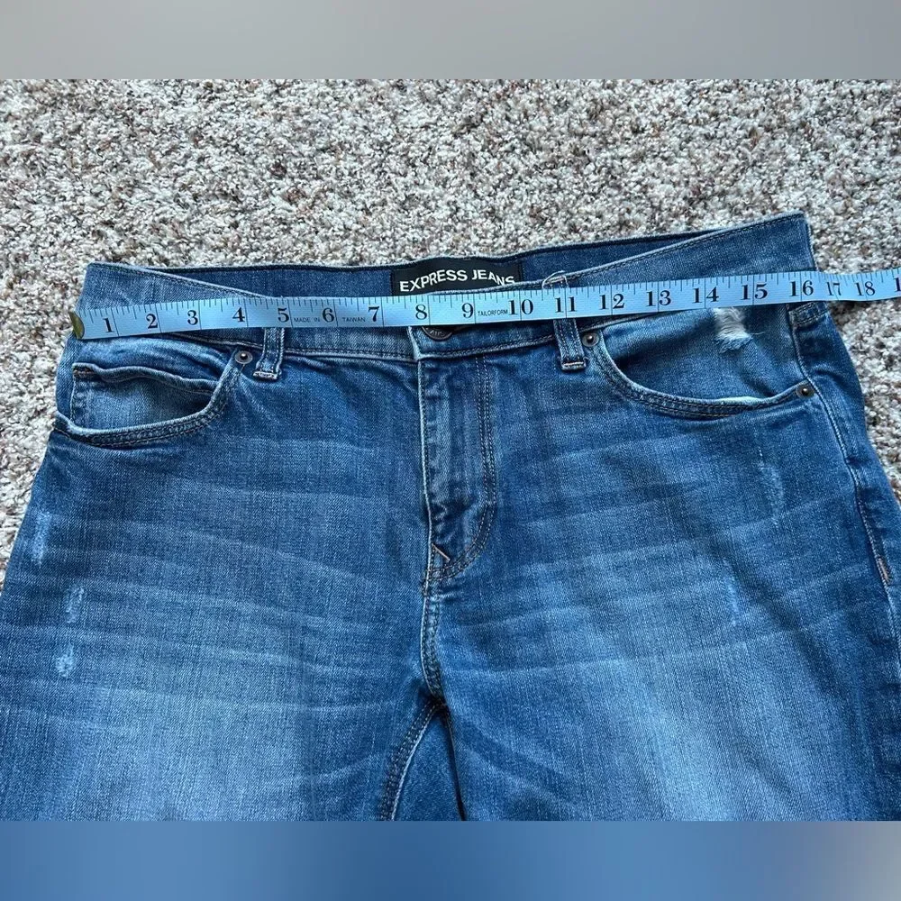 Express Women's Girlfriend Patchwork Medium Wash Relaxed Fit Jeans Size 8 - Picture 10 of 13